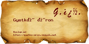 Gyetkó Áron névjegykártya